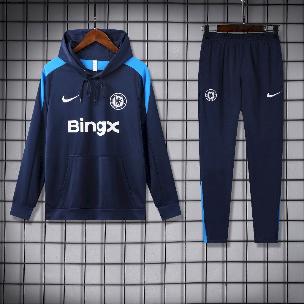 2024/2025 Chelsea Hooded Long Sleeves Training Suit Royal Blue Football Shirt