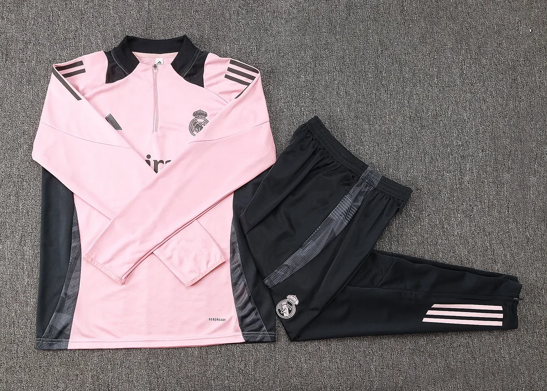 2024/2025 Real Madrid Half-Pull Training Wear Pink Football Shirt