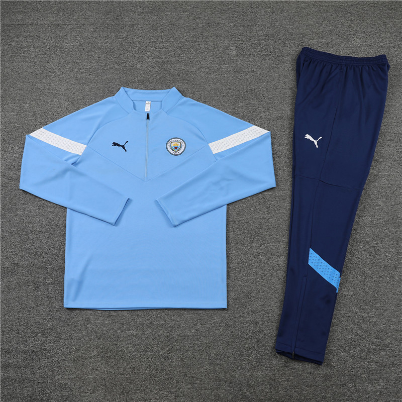 2022/2023 Manchester United Half-Pull Training Suit Blue Football Shirt Set