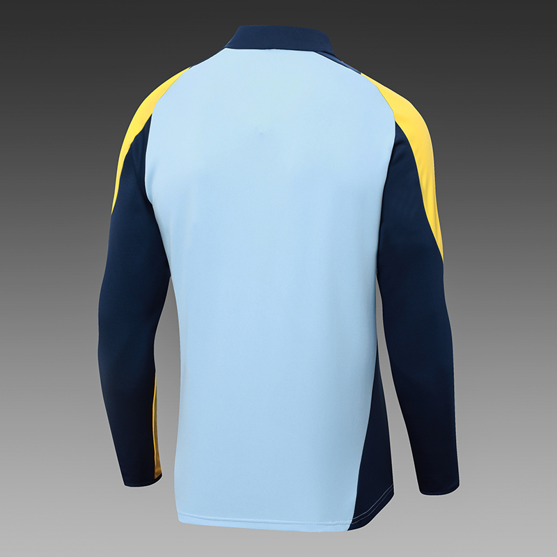 2024/2025 Real Madrid Half-Pull Training Wear Light Blue Football Shirt