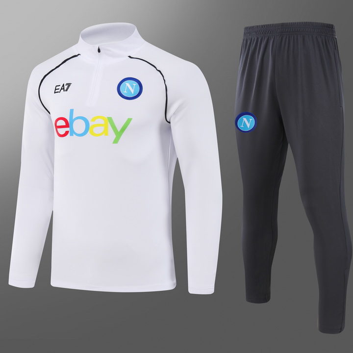 2023/2024 Napoli Half-Pull Training Suit White Football Shirt Set