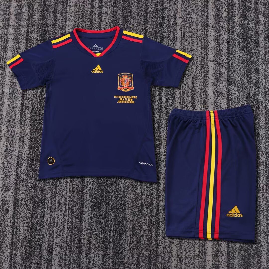 2010 Retro Spain Away Football shirtKids Size 1:1 Thai Quality