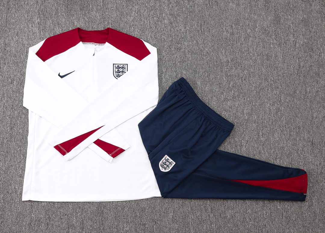 2024/2025 England Half-Pull Training Wear White Football Shirt Kids Size