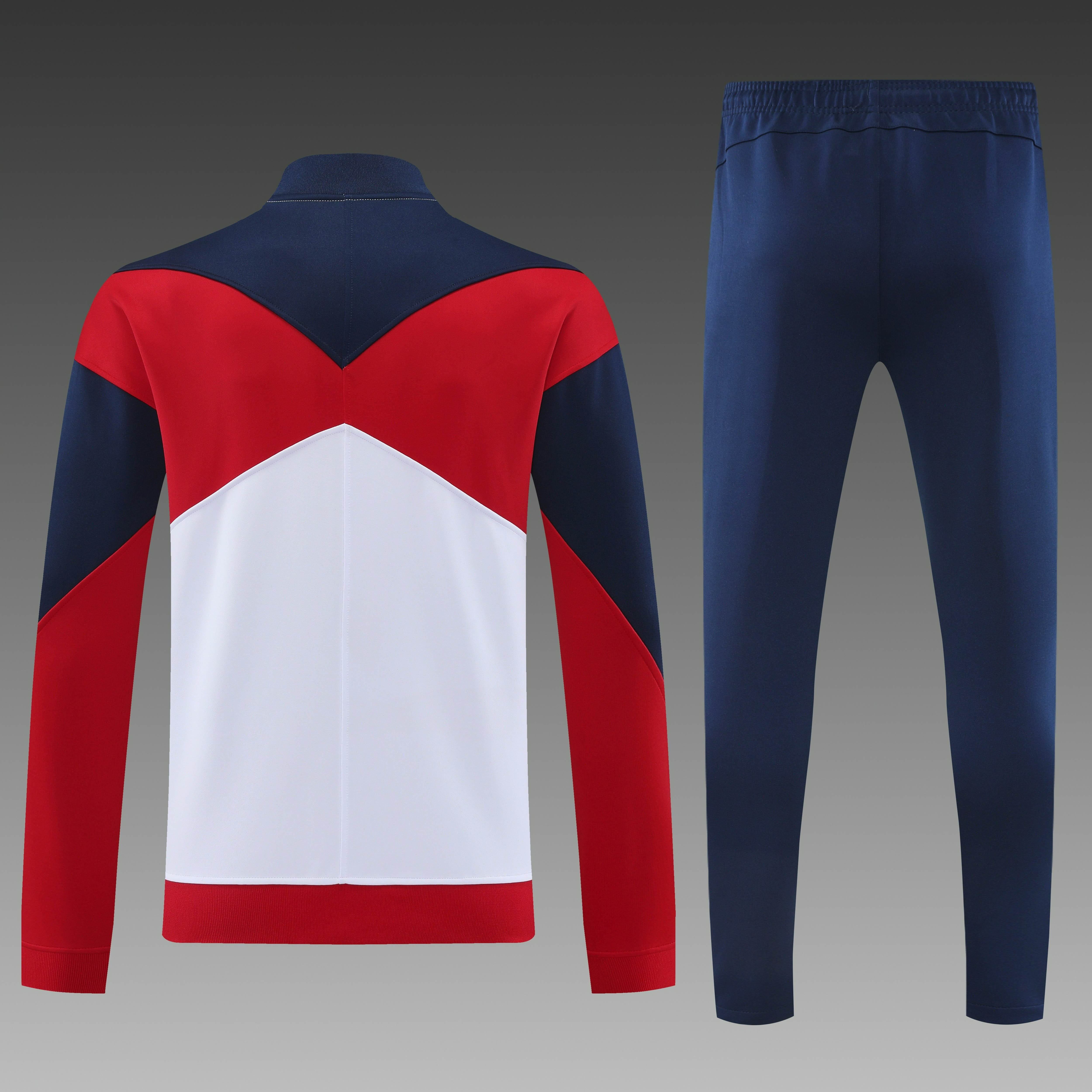 2024/2025 Paris Saint-Germain Long Zipped Jacket Training Suit White Football Shirt Set