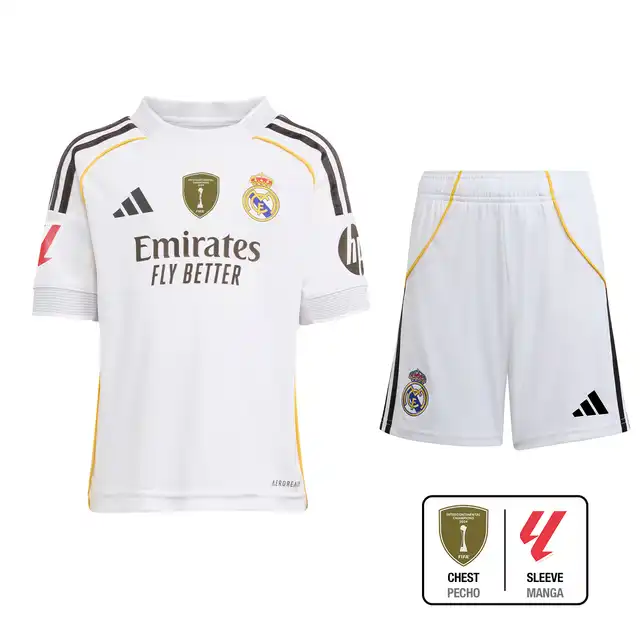 （La Liga + Intercontinental）2025/2026 Real Madrid Home Football Shirt Kids Size 1:1 Thai Quality