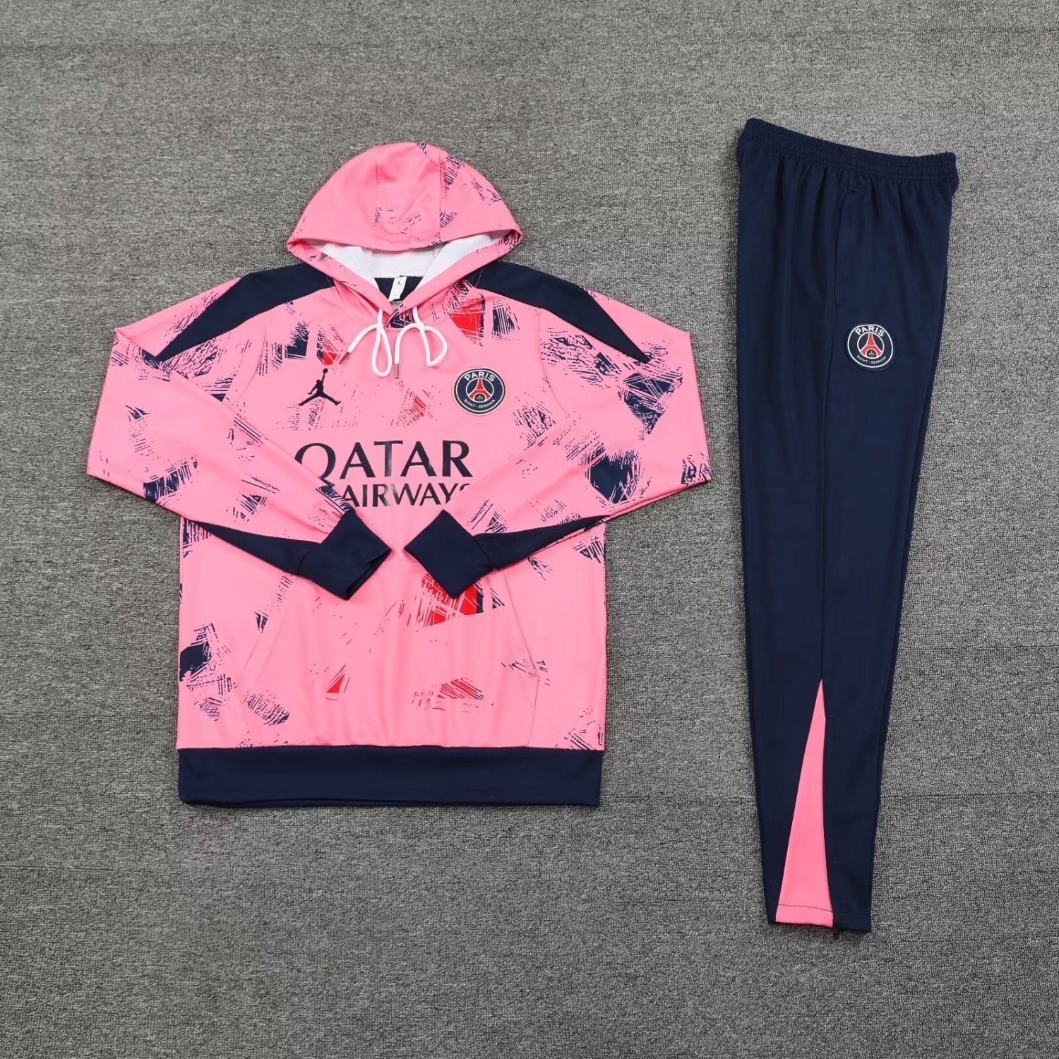 2024/2025 Paris Saint-Germain Hooded Long Sleeves Training Suit Pink Football Shirt
