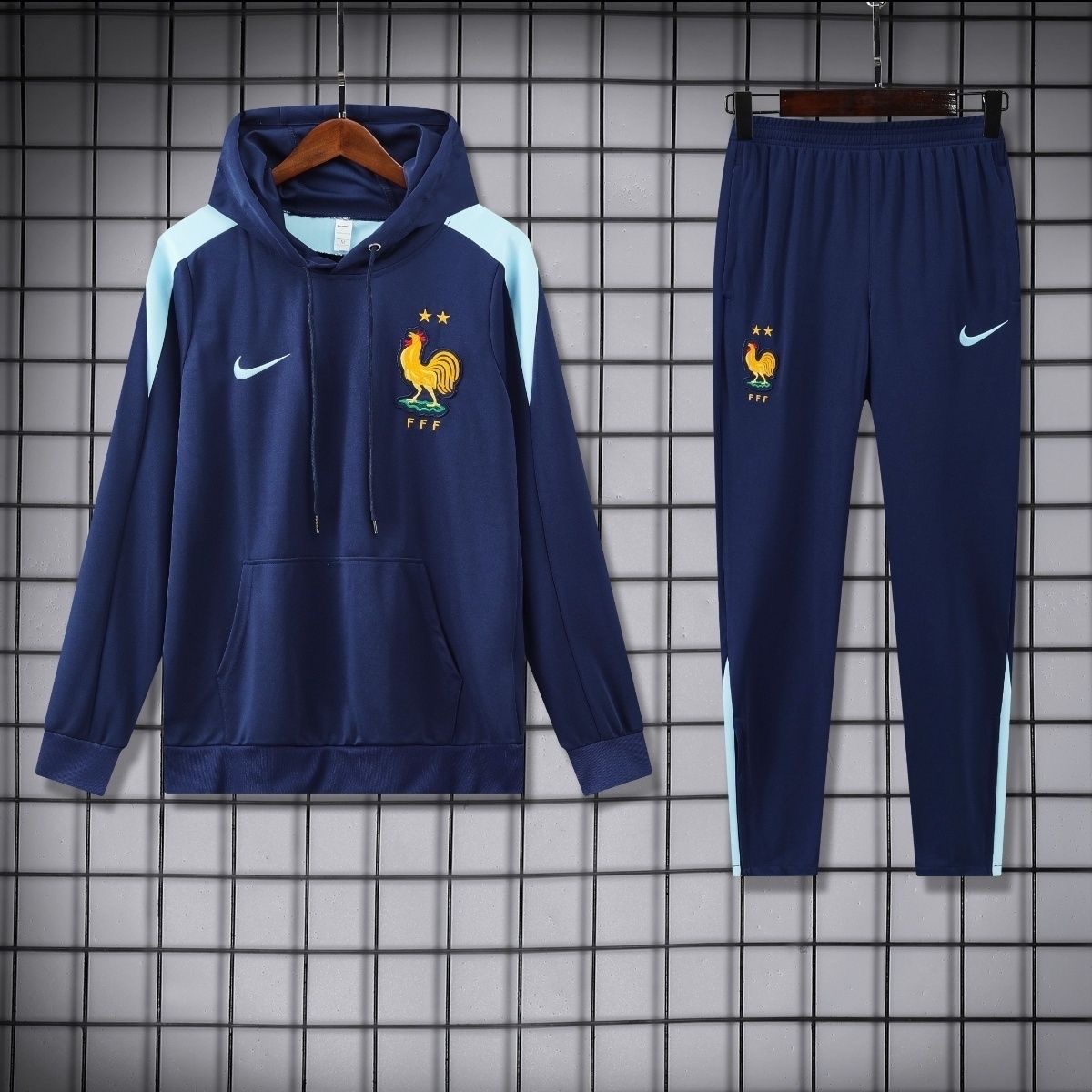 2024/2025 France Hooded Long Sleeves Training Suit Blue Football Shirt