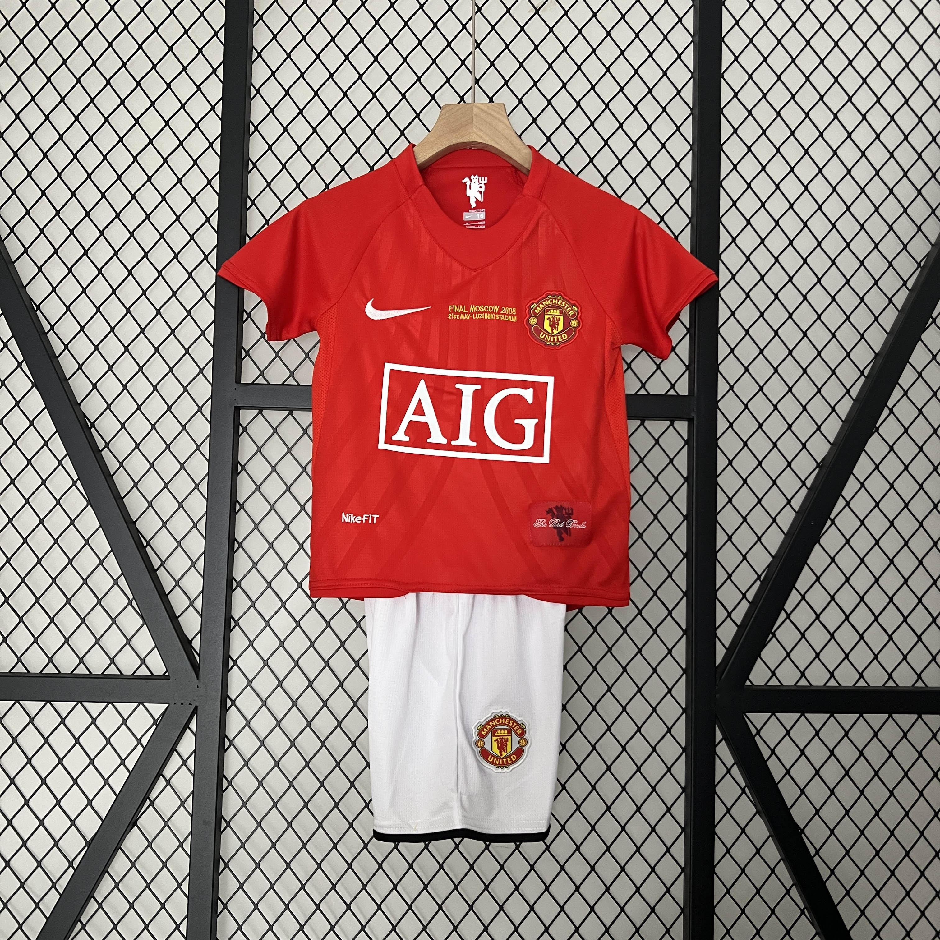 2007/2008 Retro Manchester United Home Champions League Final Football Shirt Kids Size