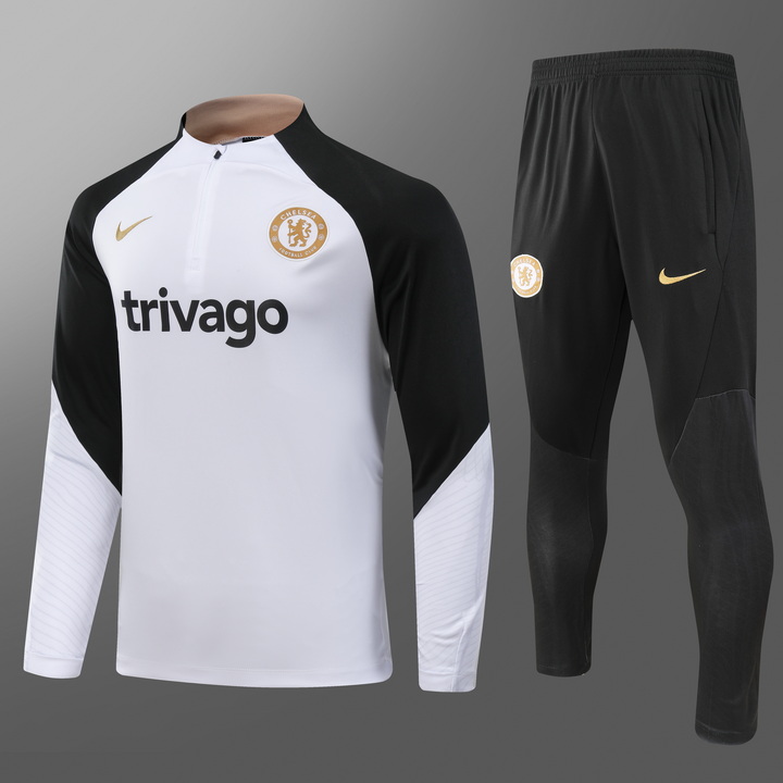 2023/2024 Chelsea Half-Pull Training Suit White Football Shirt Set