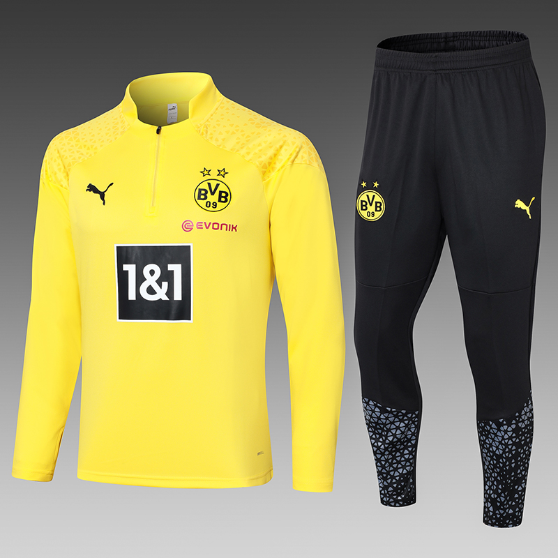 2023/2024 Dortmund Half-Pull Training Suit Yellow Football Shirt Set