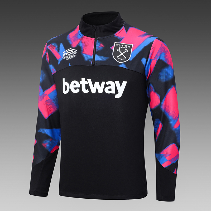 2022/2023 West Ham United Half-Pull Training Suit Black Football Shirt Set