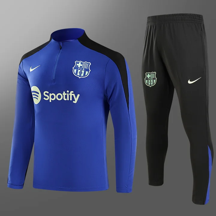 2024/2025 Barcelona Half-Pull Training Wear Blue Football Shirt