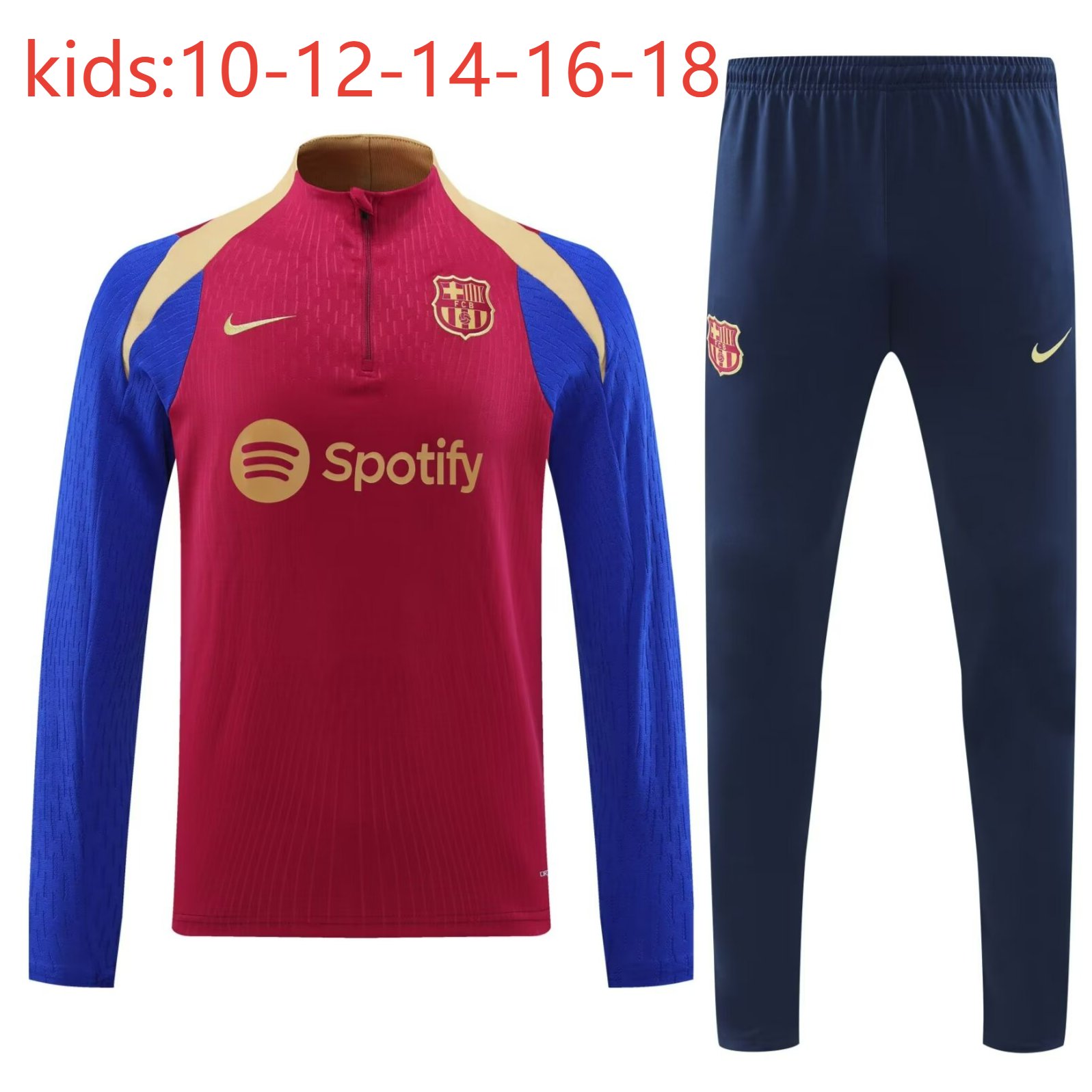 2024/2025 Kids Kit Barcelona Training Suit Football Shirt Red
