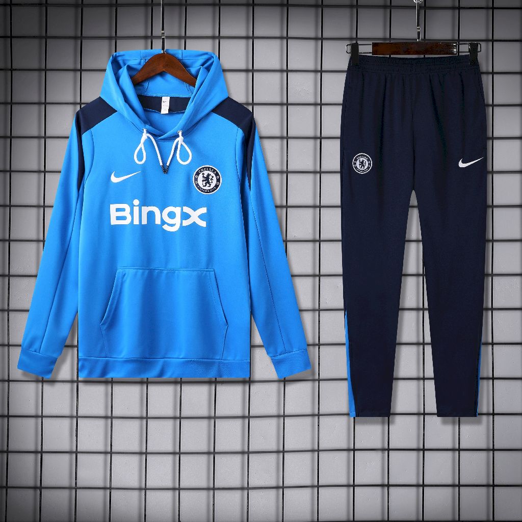 2024/2025 Chelsea Hooded Long Sleeves Training Suit Blue Football Shirt