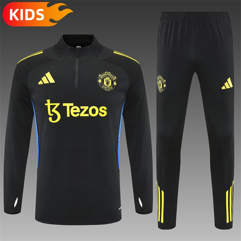 2025/2026 Manchester United Half-PullTraining Wear Football shirt kids Size