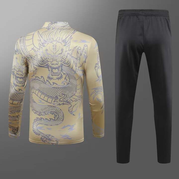 2023/2024 Real Madrid Half-Pull Training Suit Yellow Football Shirt Set