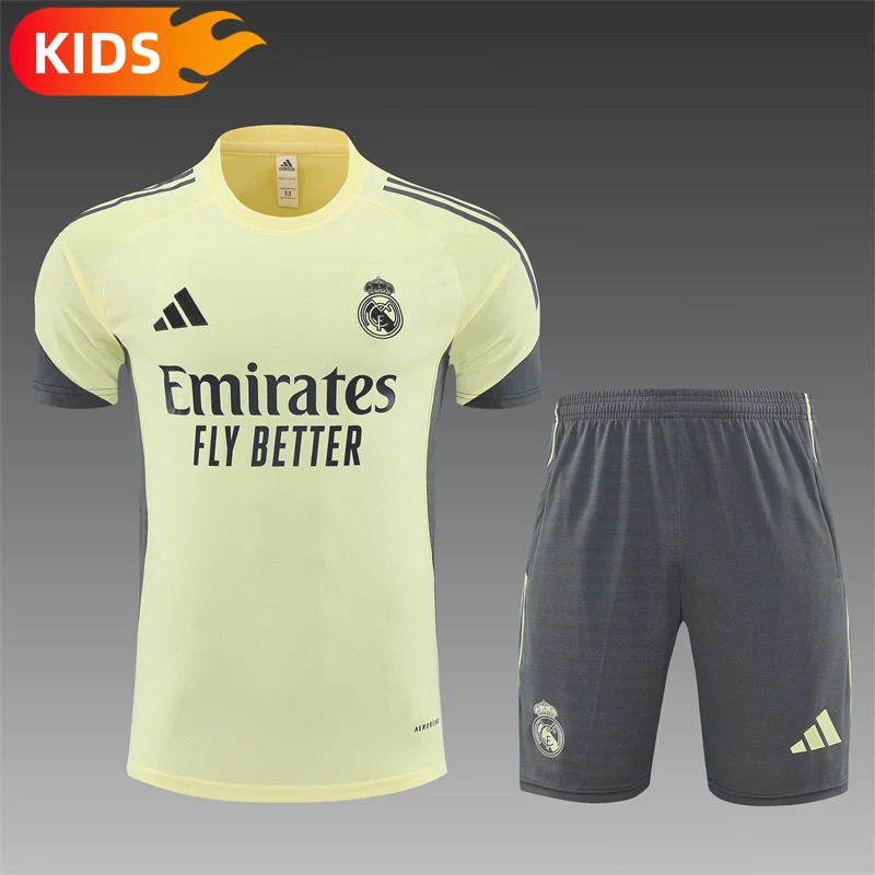 2025/2026 Real Madrid Training Wear Set Shirt Kids Size 1:1 Thai Quality