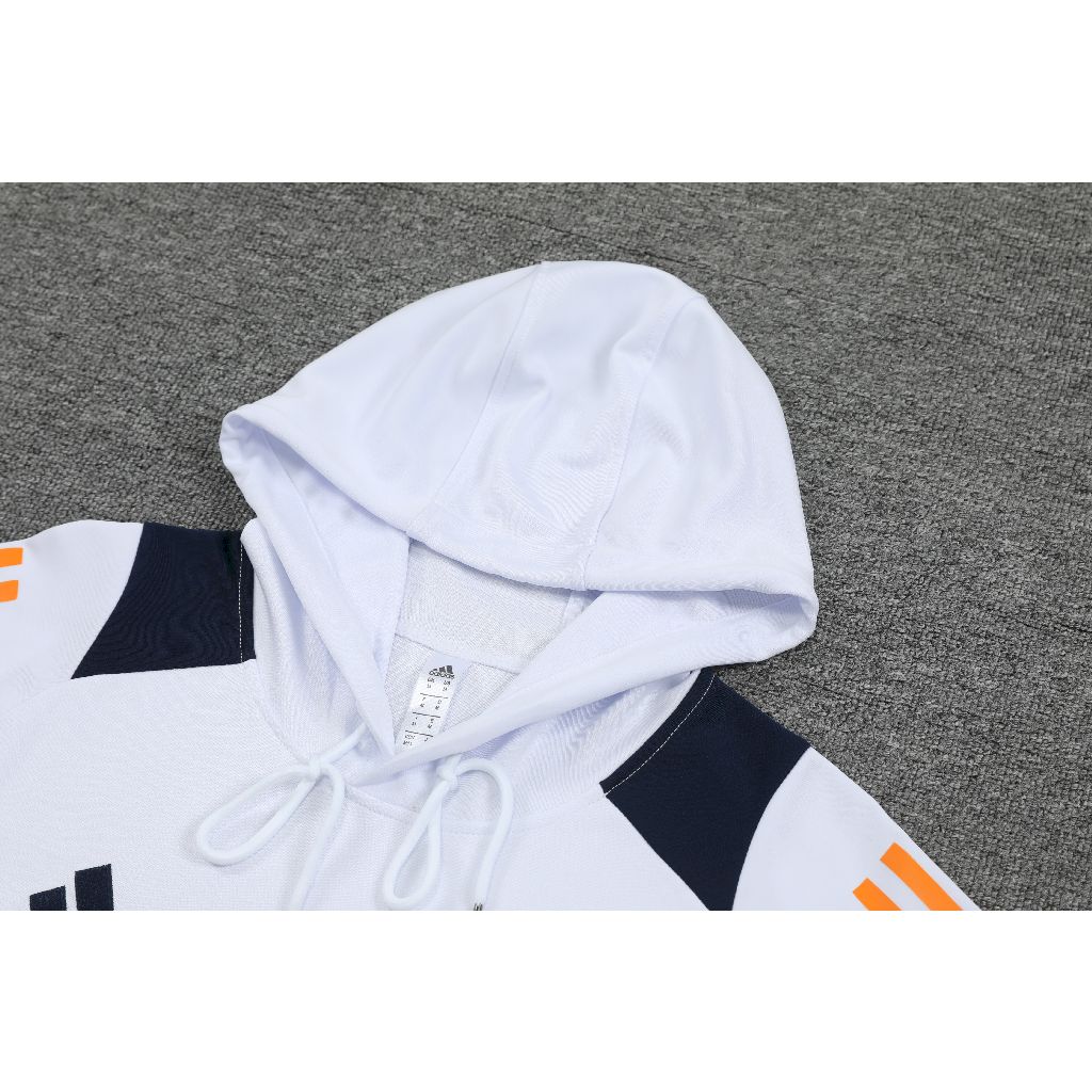 2024/2025 Real Madrid Hooded Long Sleeves Training Suit White Football Shirt