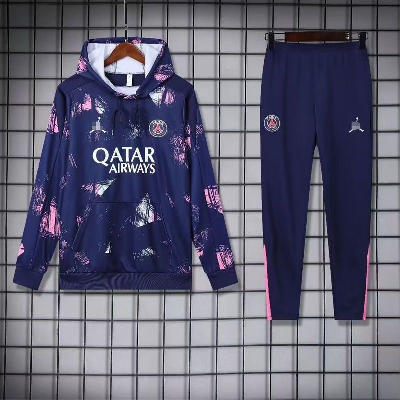 2024/2025 Paris Saint-Germain Hooded Long Sleeves Training Suit Royal Blue Football Shirt
