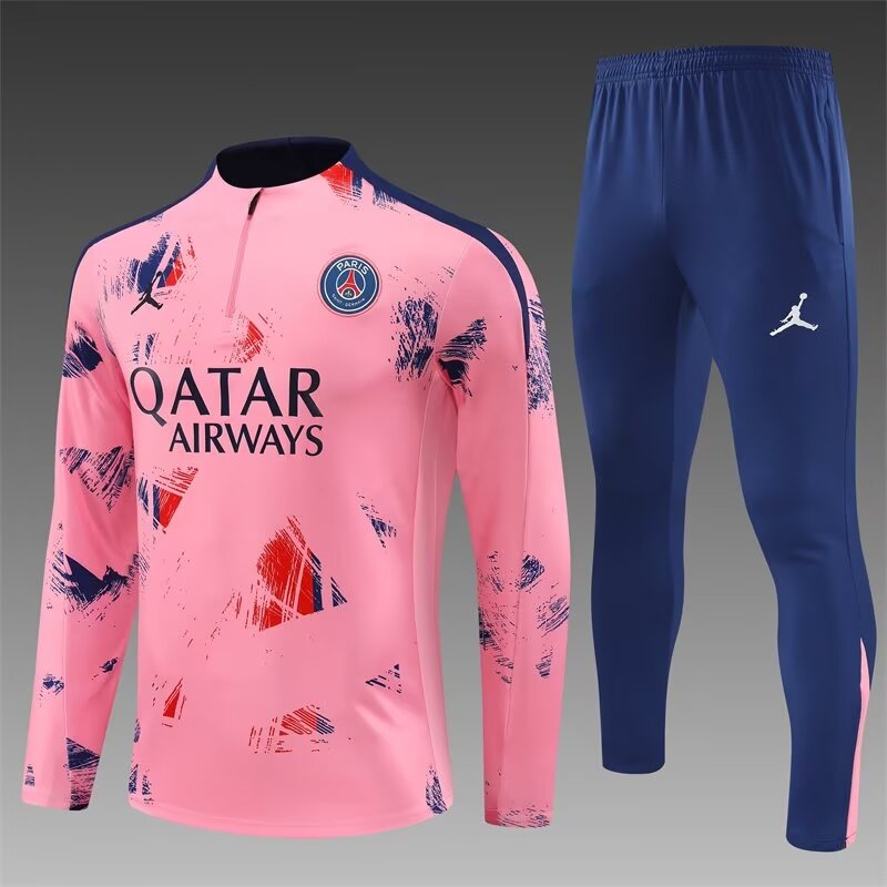 2024/2025 Paris Saint-Germain Half-Pull Training Wear Pink Football Shirt