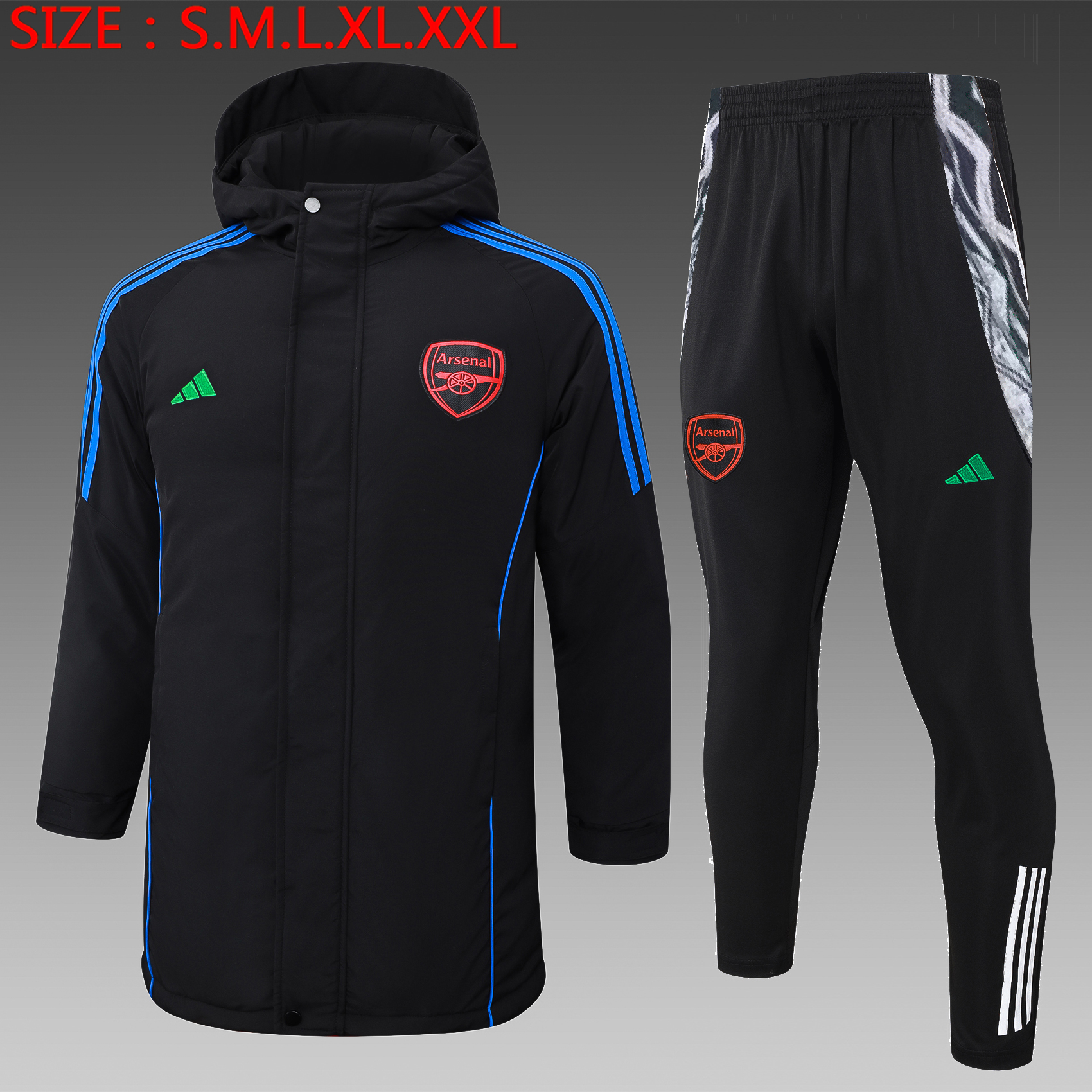 2024 Arsenal Winter Warm Cotton Coat White/Black/Blue