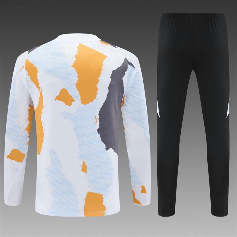 2024/2025 Real Madrid Half-Pull Training Wear Yellow And White Football Shirt