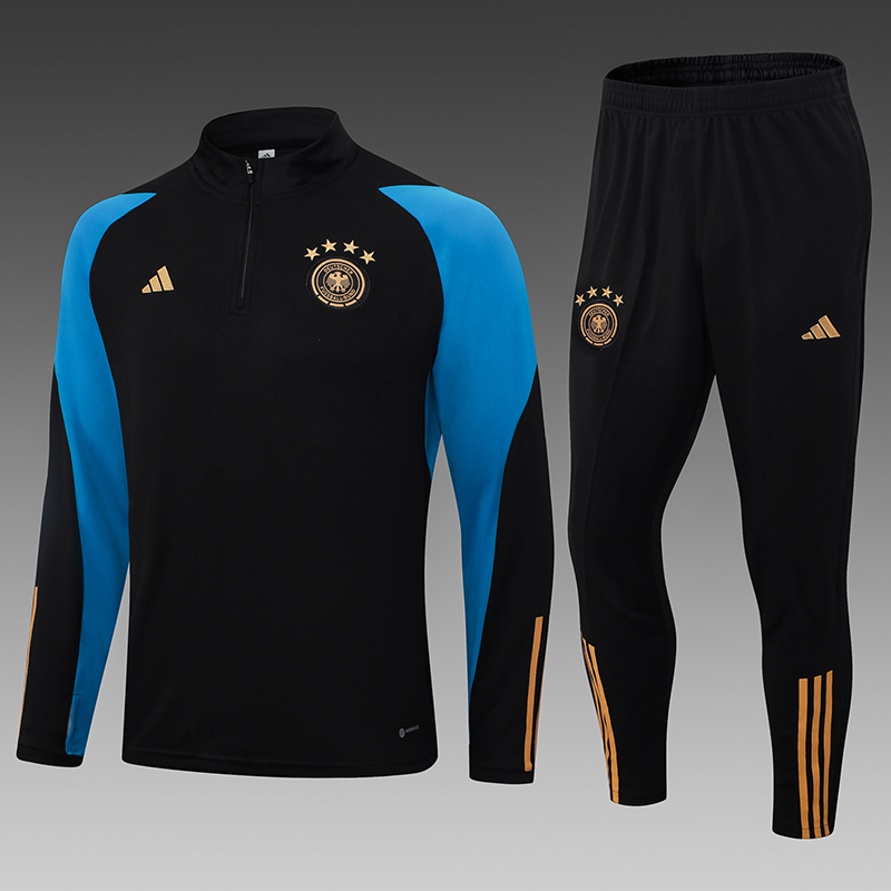 2023 Germany Half-Pull Training Suit Black Football Shirt Set
