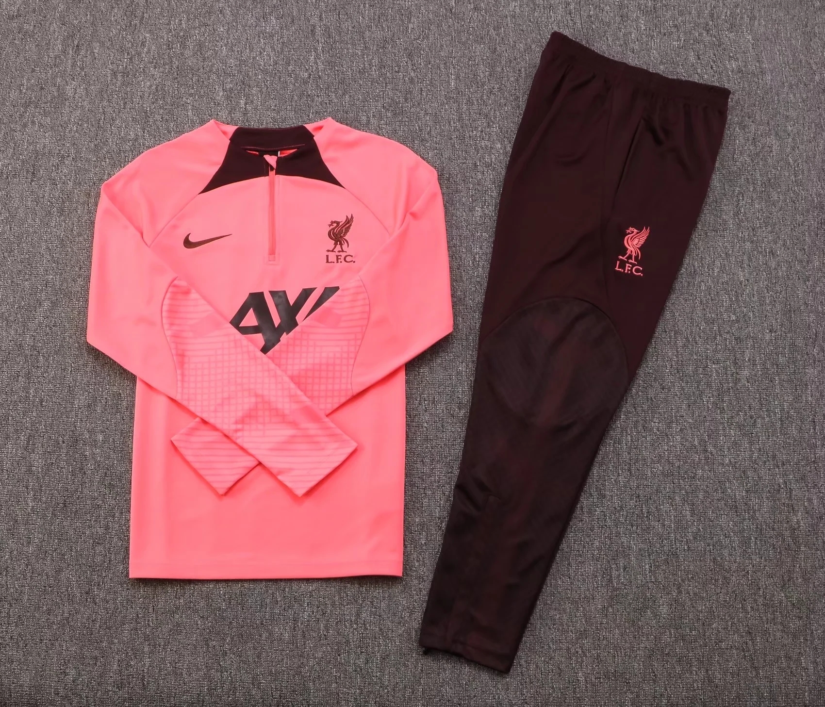 2022/2023 Liverpool Half-Pull Training Suit Pink Football Shirt Set