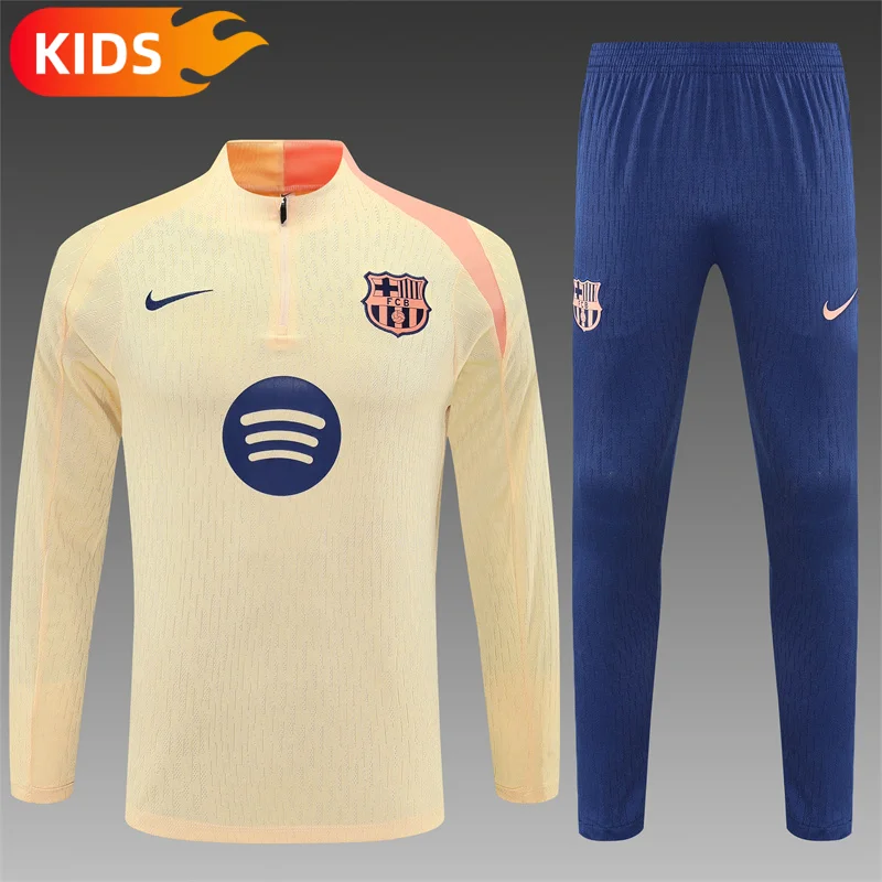 2025/2026 Barcelona Half-Pull Training Wear Football Shirt Kids Size