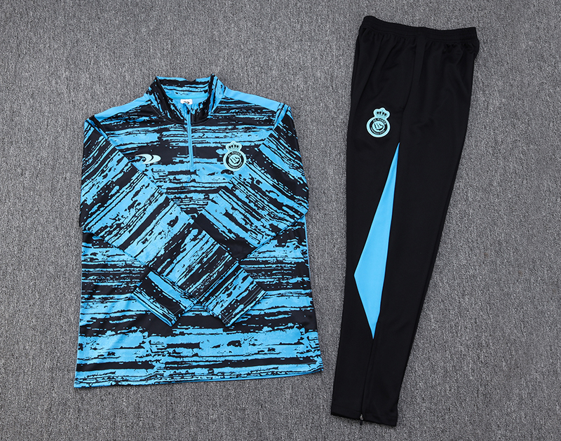 2023/2024 Al-Nassr Half-Pull Training Suit Blue Black Football Shirt Set