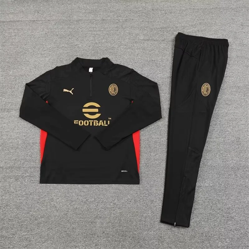 2024/2025 AC Milan Half-Pull Training Wear Black Football Shirt