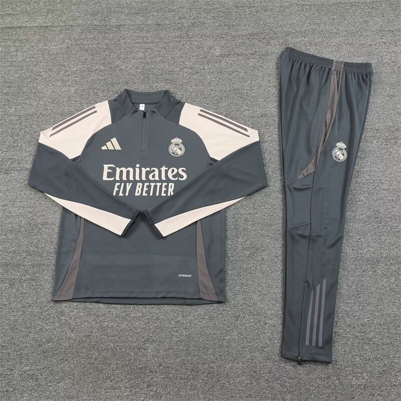 2024/2025 Real Madrid Half-Pull Training Wear Dark Gray Football Shirt