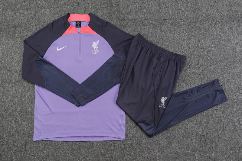 2023/2024 Liverpool Half-Pull Training Suit Purple Football Shirt Set