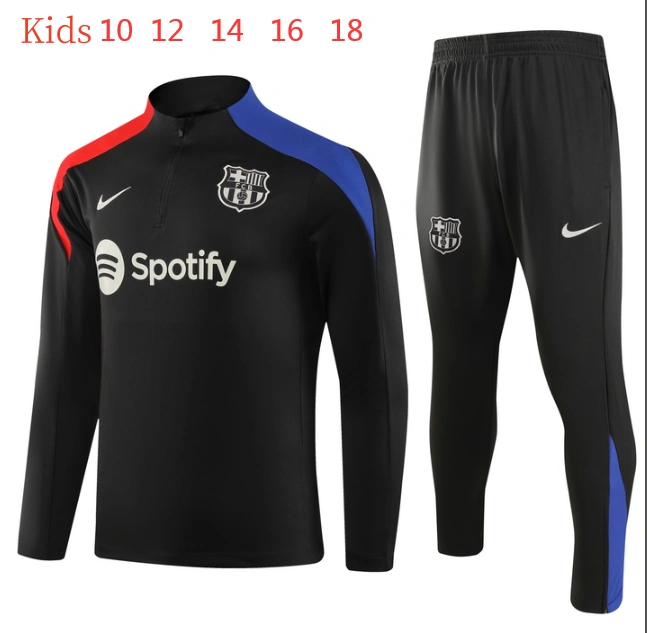 2024/2025 Kids Kit Barcelona Training Suit Football Shirt Black
