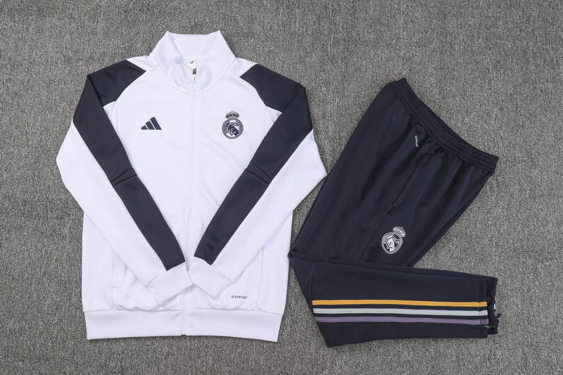2023/2024 Real Madrid Long Zipped Jacket White Football Shirt Set