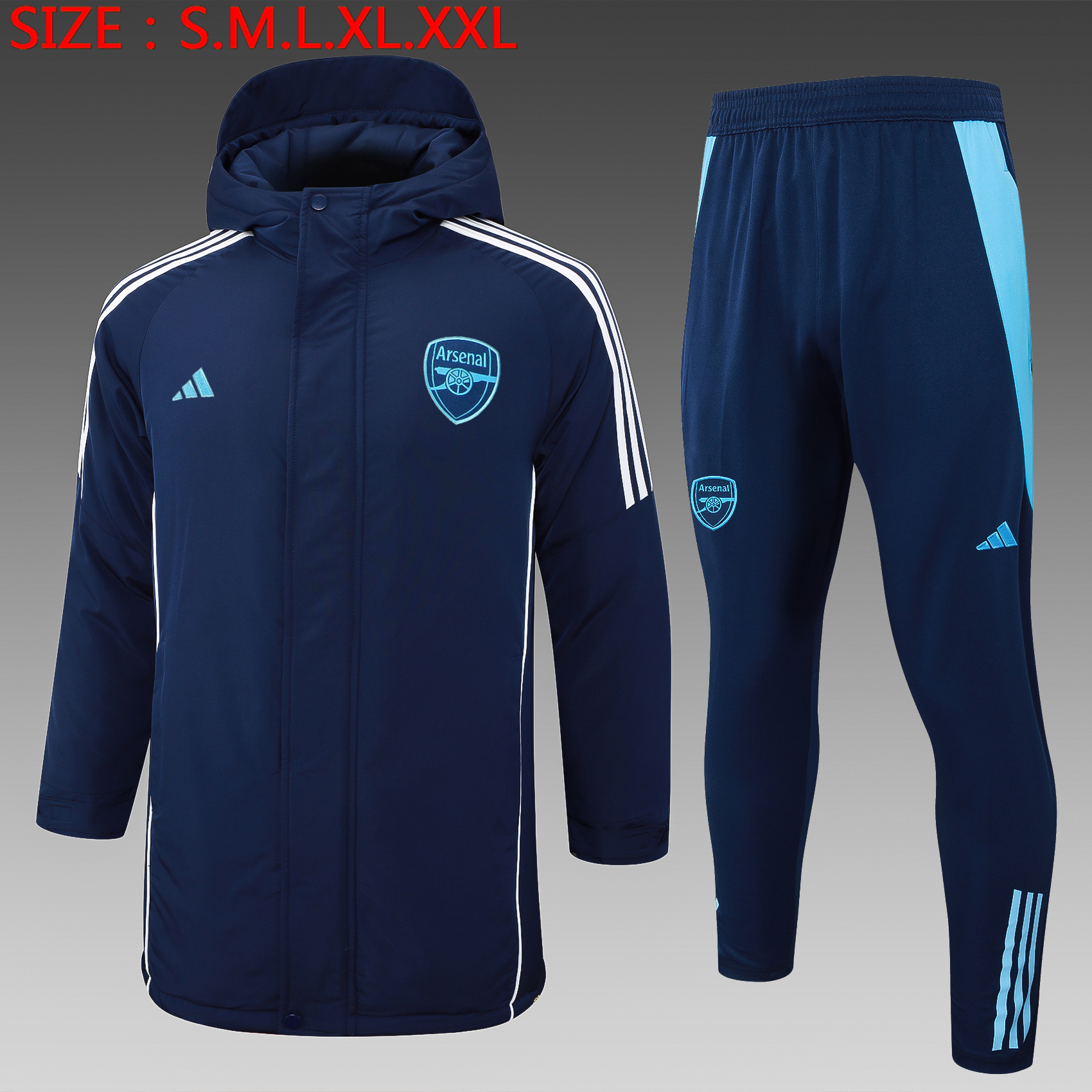 2024 Arsenal Winter Warm Cotton Coat White/Black/Blue