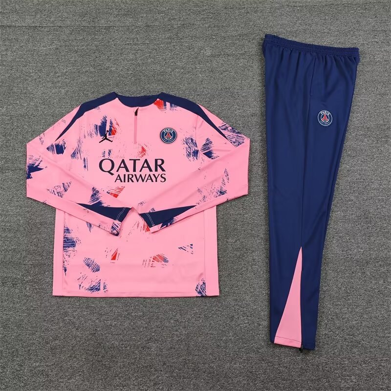 2024/2025 Paris Saint-Germain Half-Pull Training Wear Pink Football Shirt