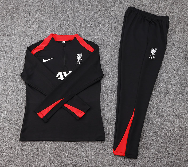 2024/2025 Liverpool Half-Pull Training Wear Black Football Shirt Kids Size