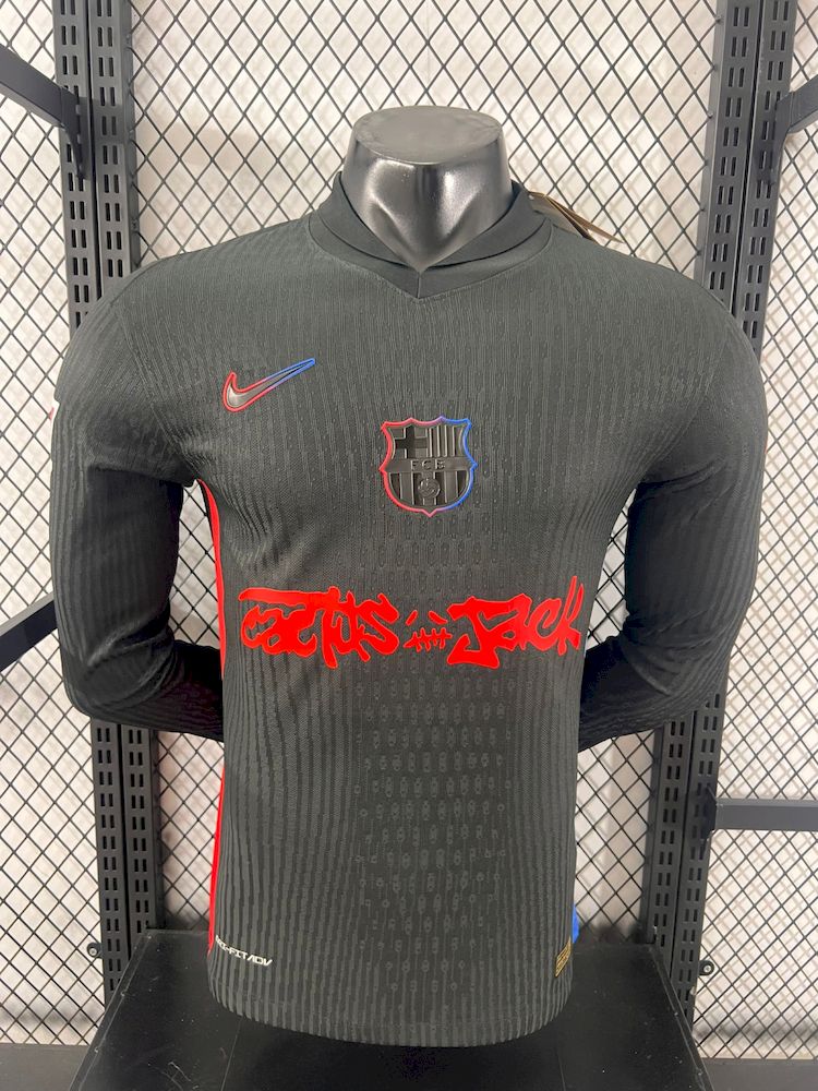 2024/2025 Long Sleeve Player VersionBarcelona x Travis Scott Collab Away  Football Shirt