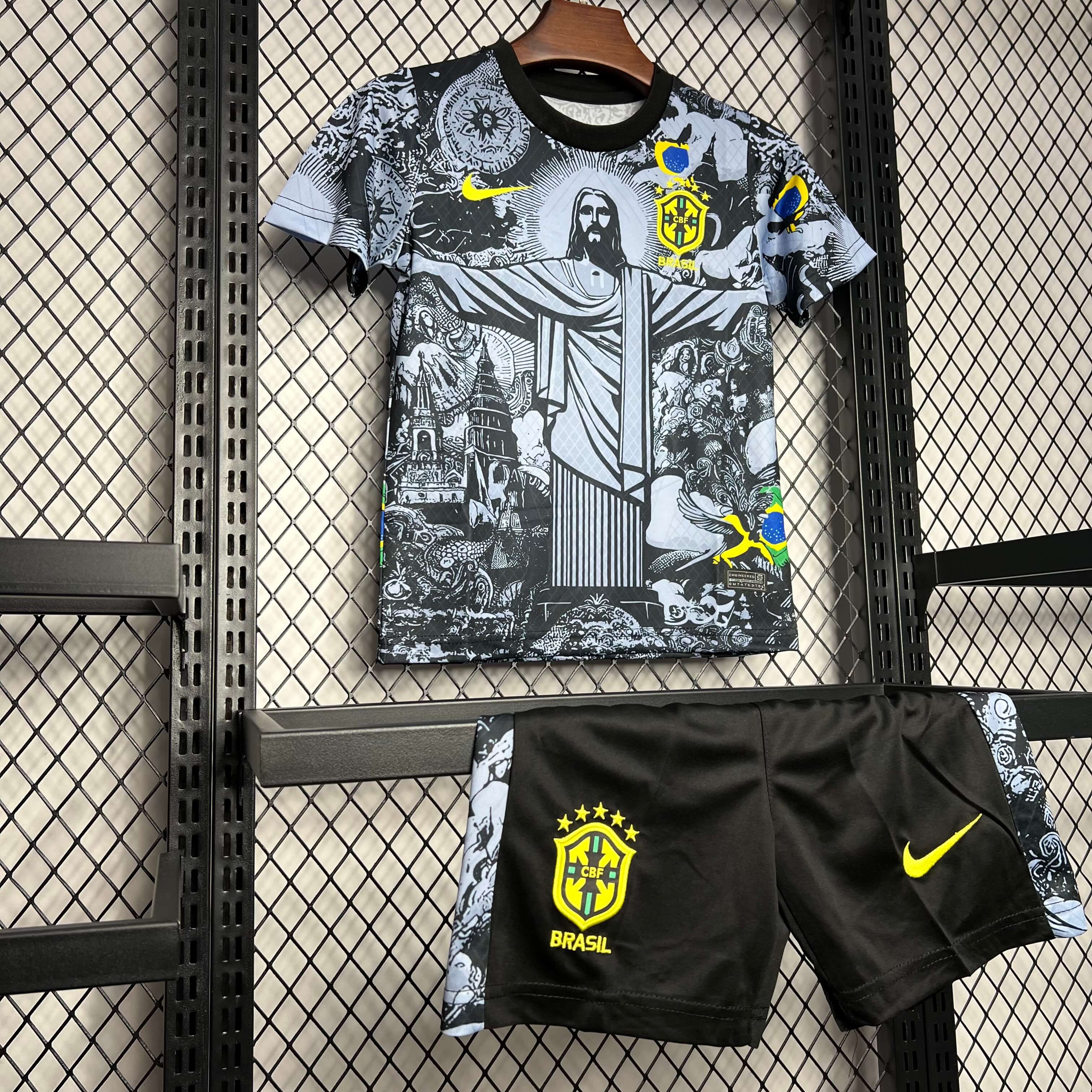 2024 Brazil Grey Football Shirt Kids Size