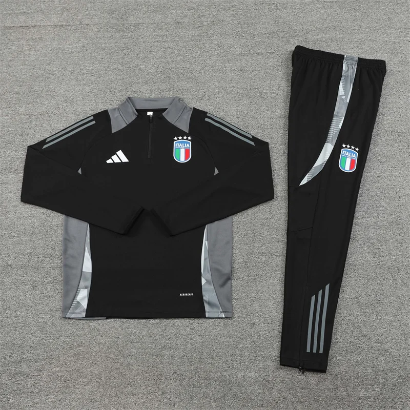 2024/2025 Italy Half-Pull Training Wear Black Football Shirt Kids Size