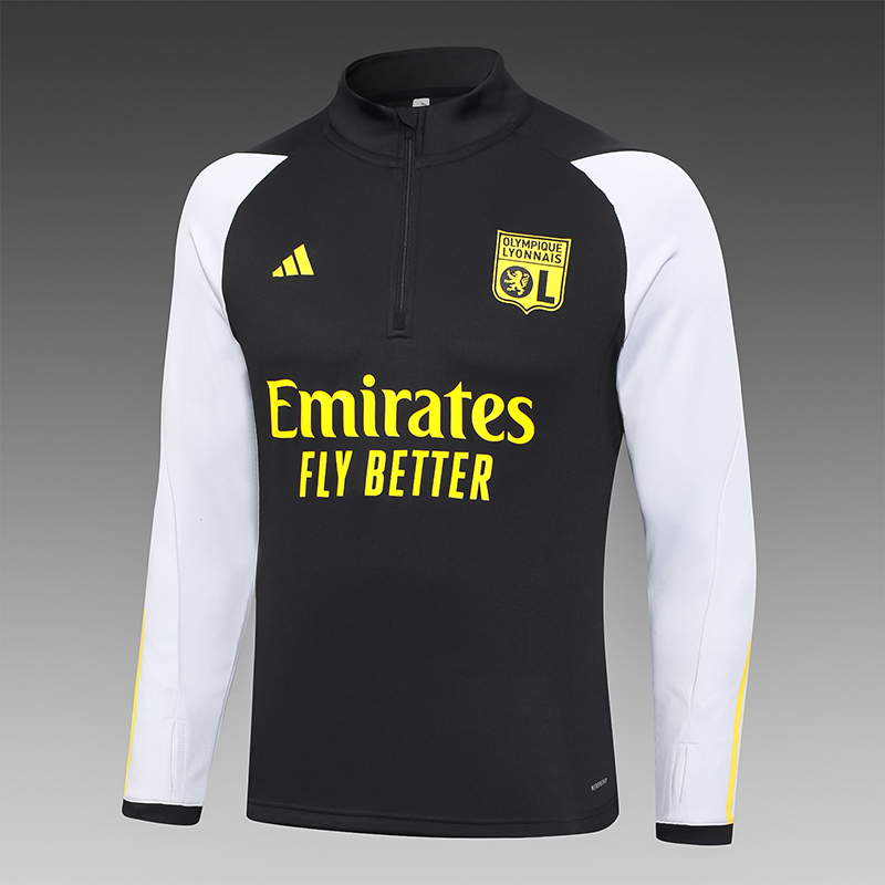 2023/2024 Lyon Half-Pull Training Suit Black Football Shirt Set