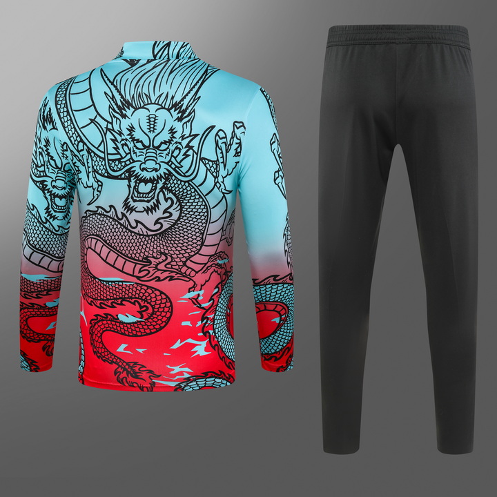 2023/2024 Real Madrid Half-Pull Training Suit Green Red Football Shirt Set