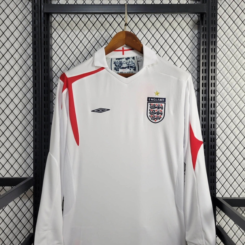 2006 Retro Long Sleeve England Home Football Shirt