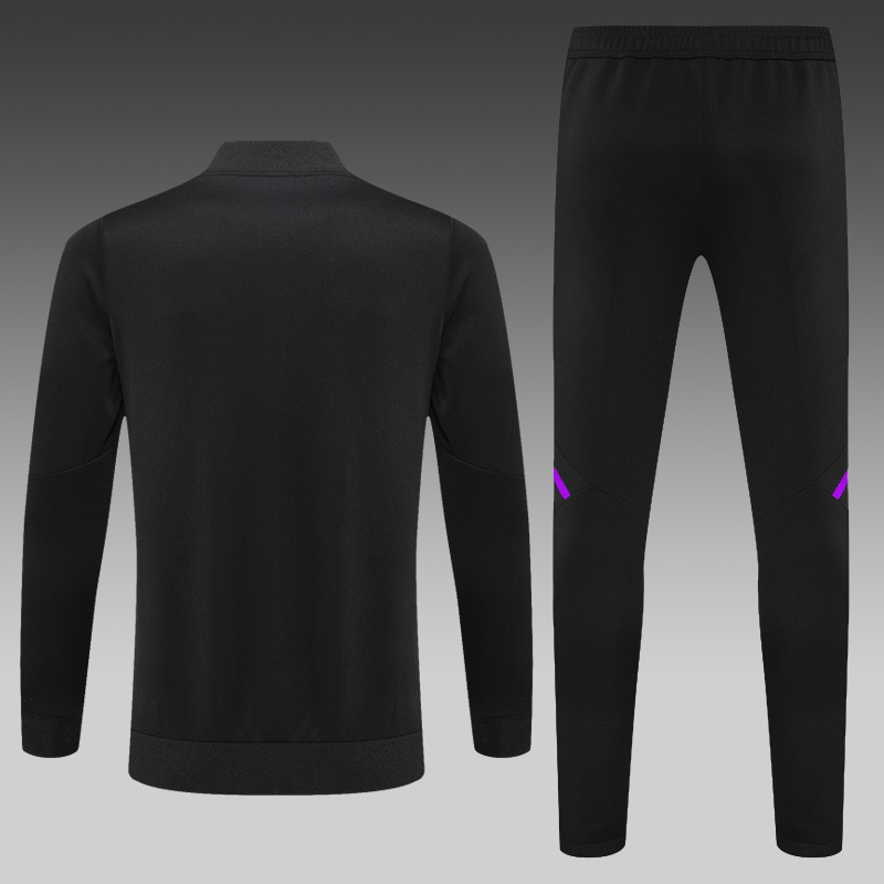 2022/2023 Real Madrid Long Zipped Jacket Black Football Shirt Set