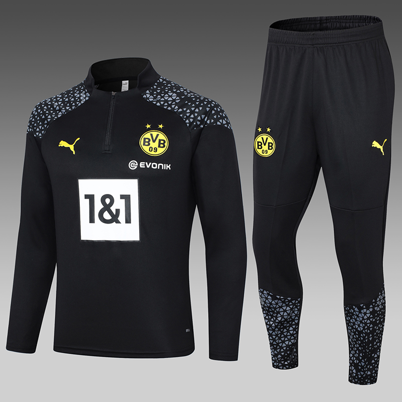 2023/2024 Dortmund Half-Pull Training Suit Black Football Shirt Set