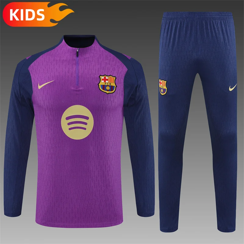 2025/2026 Barcelona Half-Pull Training Wear Football Shirt Kids Size