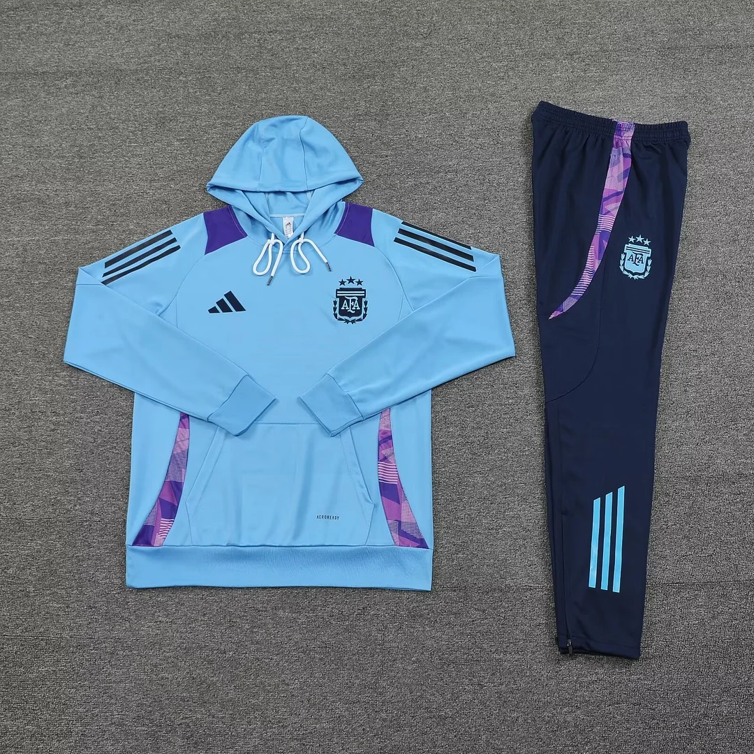 2024/2025 Argentina Hooded Long Sleeves Training Suit Blue Football Shirt