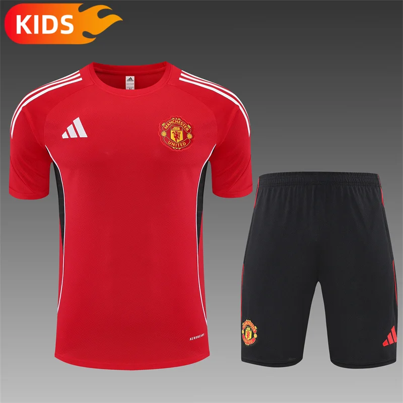 2025/2026 Manchester United Training Wear Set Shirt Kids Size 1:1 Thai Quality