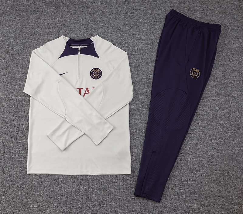 2023/2024 Paris Saint-Germain Half-Pull Training Suit Off White Football Shirt Set